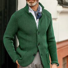 Load image into Gallery viewer, Winter Men's Knit Sweater Soft Warm Breathable Handsome Stand Collar Cardigan Suit Thick Knit Suit Jacket

