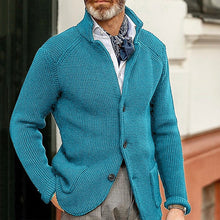 Load image into Gallery viewer, Winter Men's Knit Sweater Soft Warm Breathable Handsome Stand Collar Cardigan Suit Thick Knit Suit Jacket
