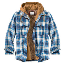 Load image into Gallery viewer, Shirt Jacket for Men Button and Zip Closure Plaid Thickened Loose Men's Casual Jacket Color Matching
