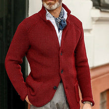 Load image into Gallery viewer, Winter Men's Knit Sweater Soft Warm Breathable Handsome Stand Collar Cardigan Suit Thick Knit Suit Jacket
