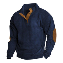 Load image into Gallery viewer, Men Corduroy Pullover Long Sleeve Retro Patchwork Top 1/4 Snap Waffle Sweatshirt Large Size Loose Casual Jogging Sportswear
