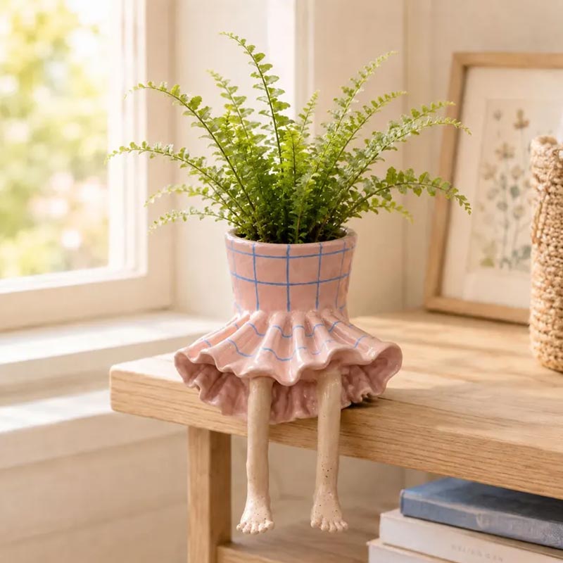 Free in ruffles creative sitting legs planter for plants and home decor