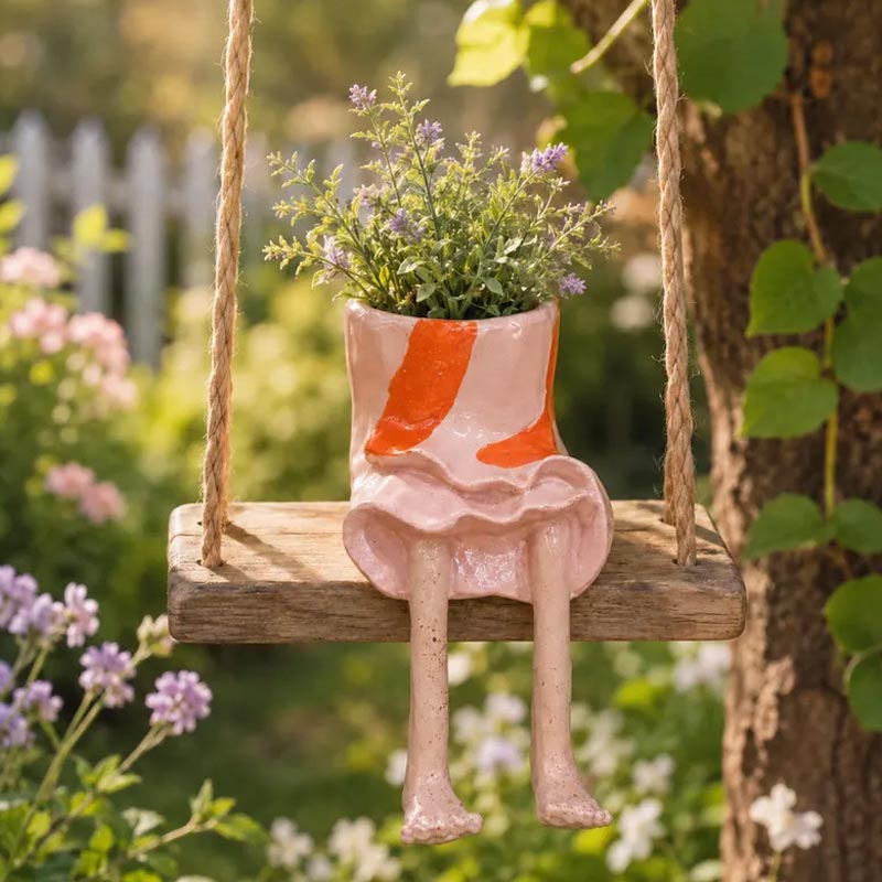 Cool skirt creative sitting legs planter for plants and home decor