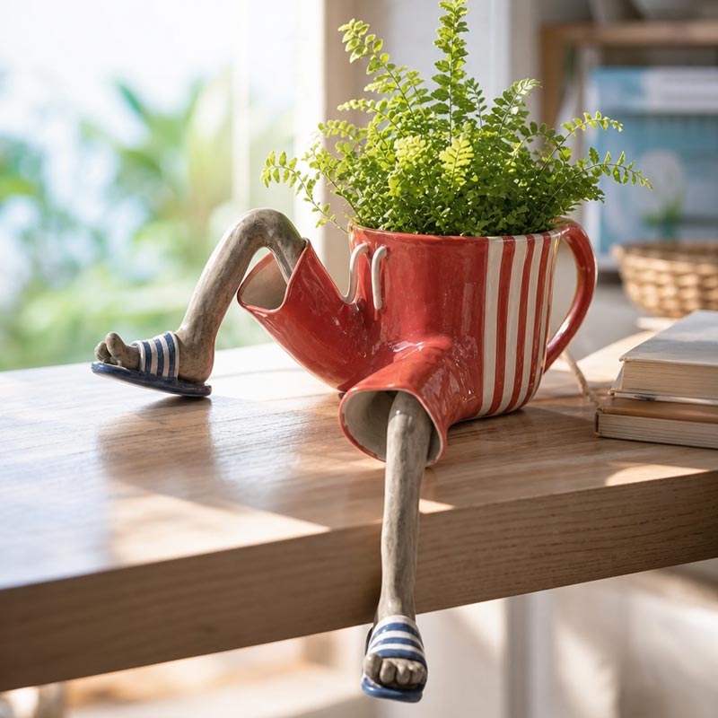 Track suit creative sitting legs planter for plants and home decor