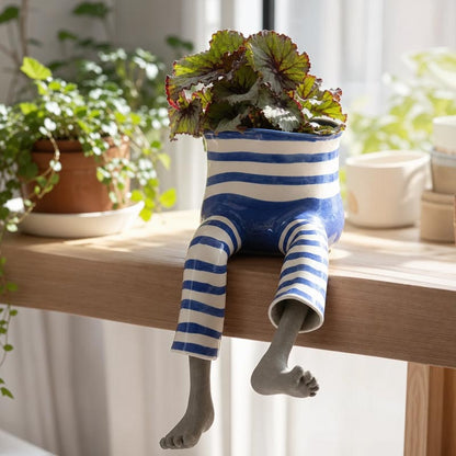 Summer night blues creative sitting legs planter for plants and home decor
