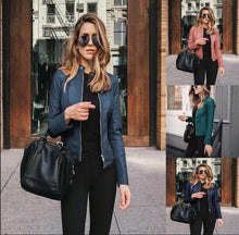 Load image into Gallery viewer, Stylish women's PU leather jacket; choose from 8 colors to match any outfit

